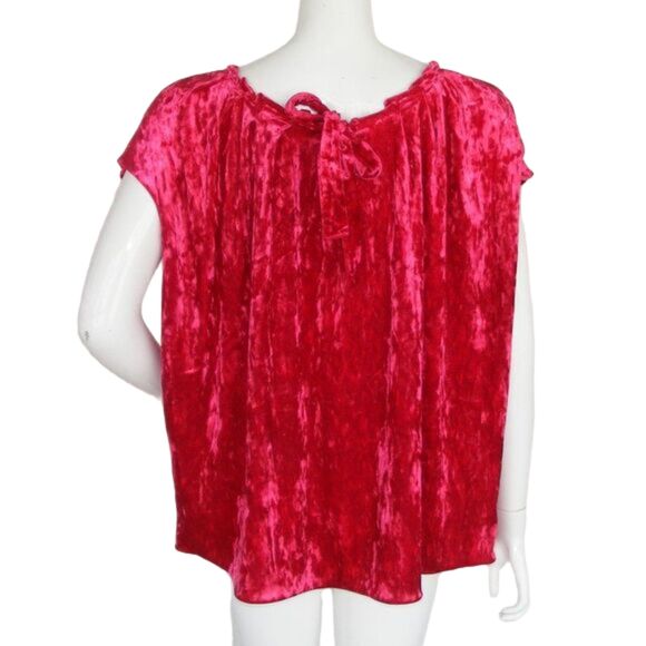 LAUREN CONRAD Top, 2X, Berry, Crushed Velvet, Cap Sleeve - Picture 4 of 12